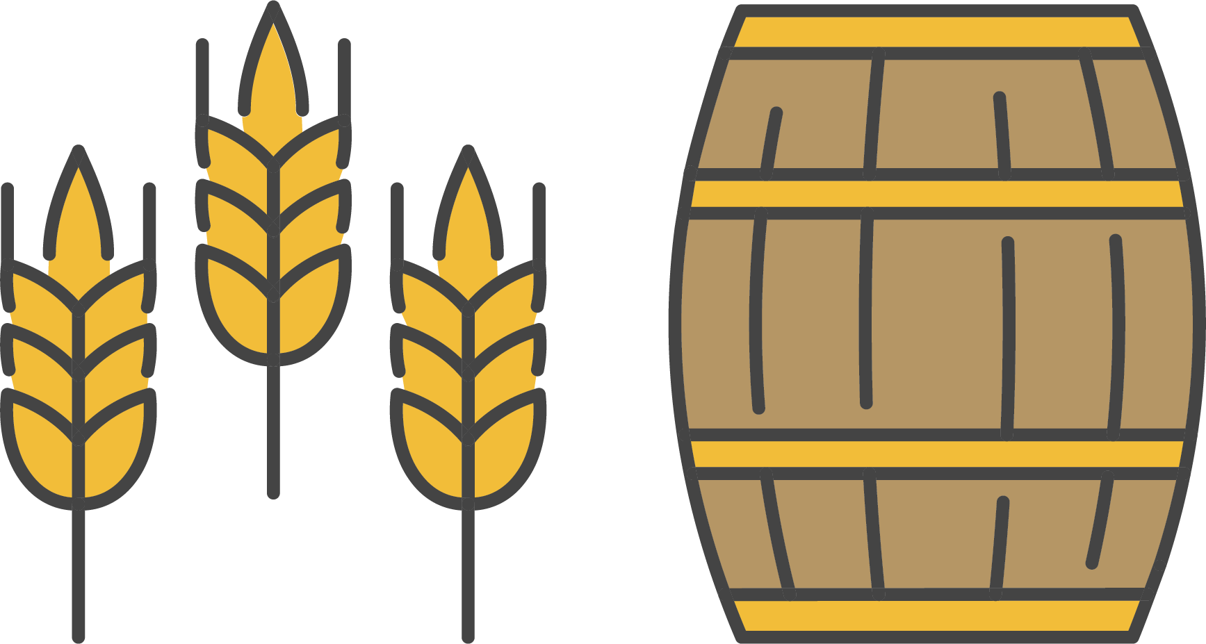 wheat and barrel illustrations