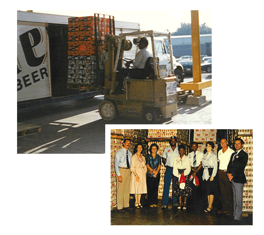 Photo collage forklift and group photo