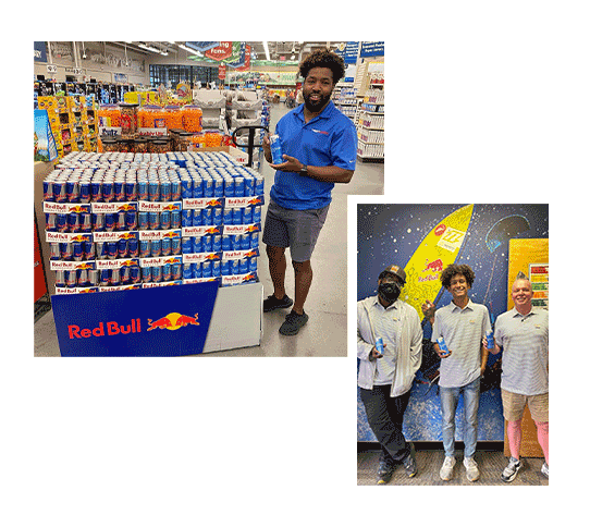 employees with Red Bull photo collage